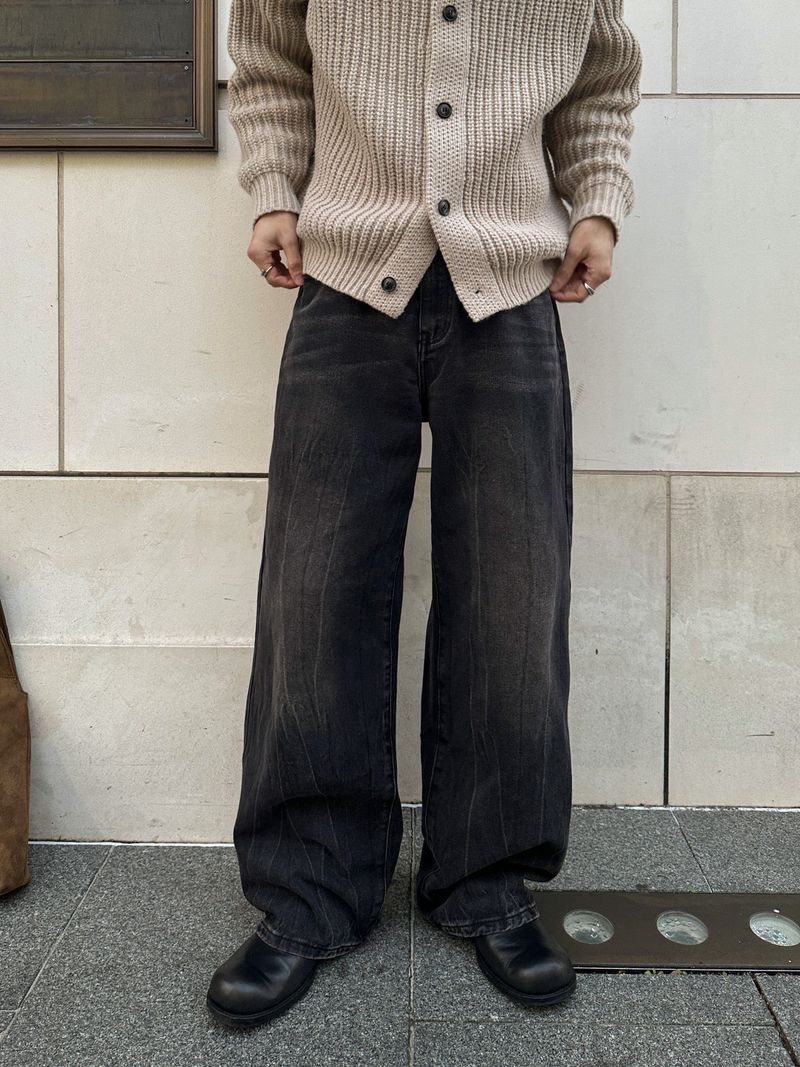 WHAT A LOOK（ワット ア ルック）の「ジェーンクラックウォッシュワイドデニム（パンツ）」