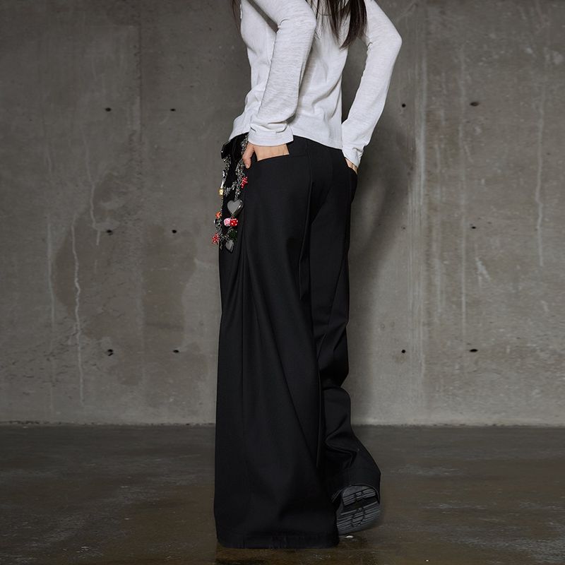  original three-dimensional pleated wide-leg suit trousers