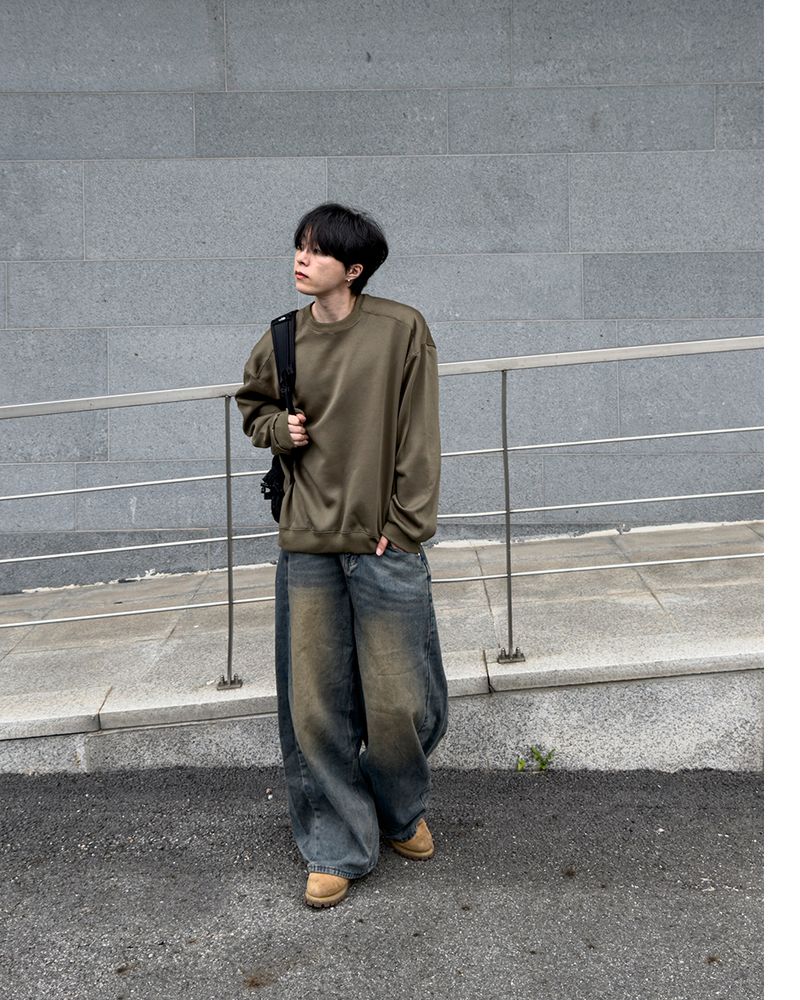 Mech side tuck wide denim pants