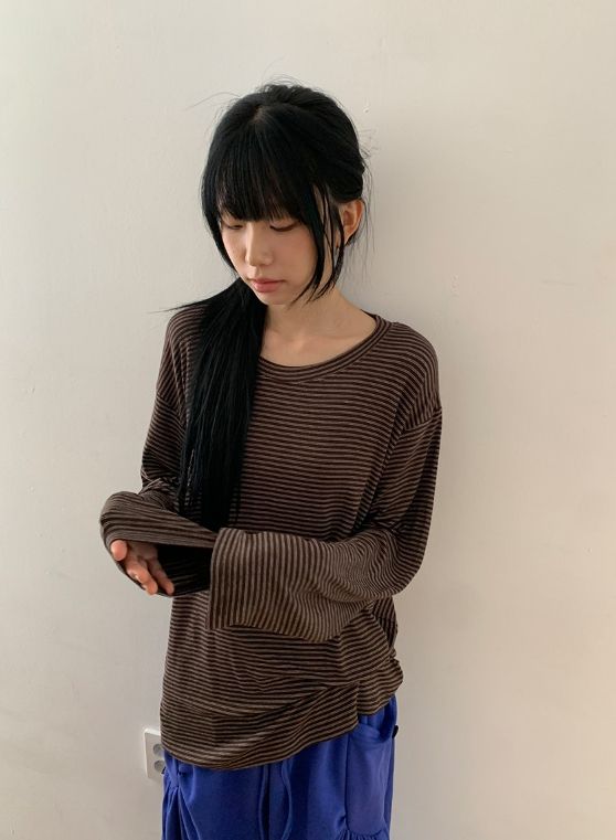 Iona Loose-Fit Stripe Long Sleeve Tee