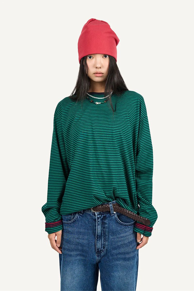 Raucohouse（ラウコハウス）の「Color matching stripe long sleeve（Tops）」