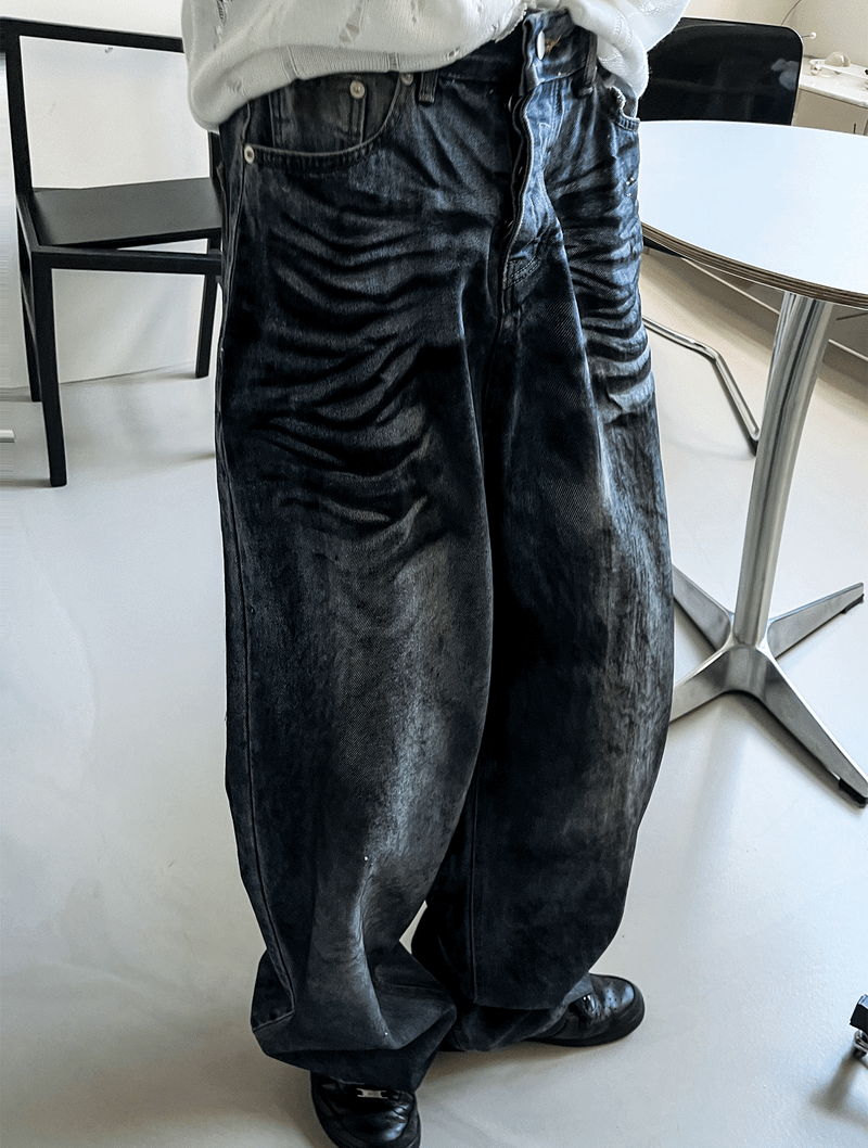 mud-Washing denim pants