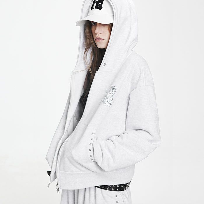 HOLY NUMBER 7(ホーリーナンバーセブン)の「Holy Symbol Oversized hooded zip-up_WHITE MELANGE(Tops)」