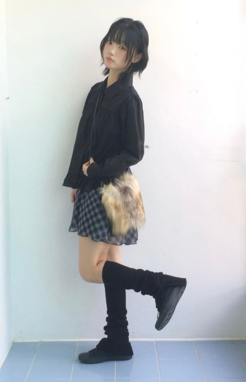 Blooming Check Chiffon Skirt