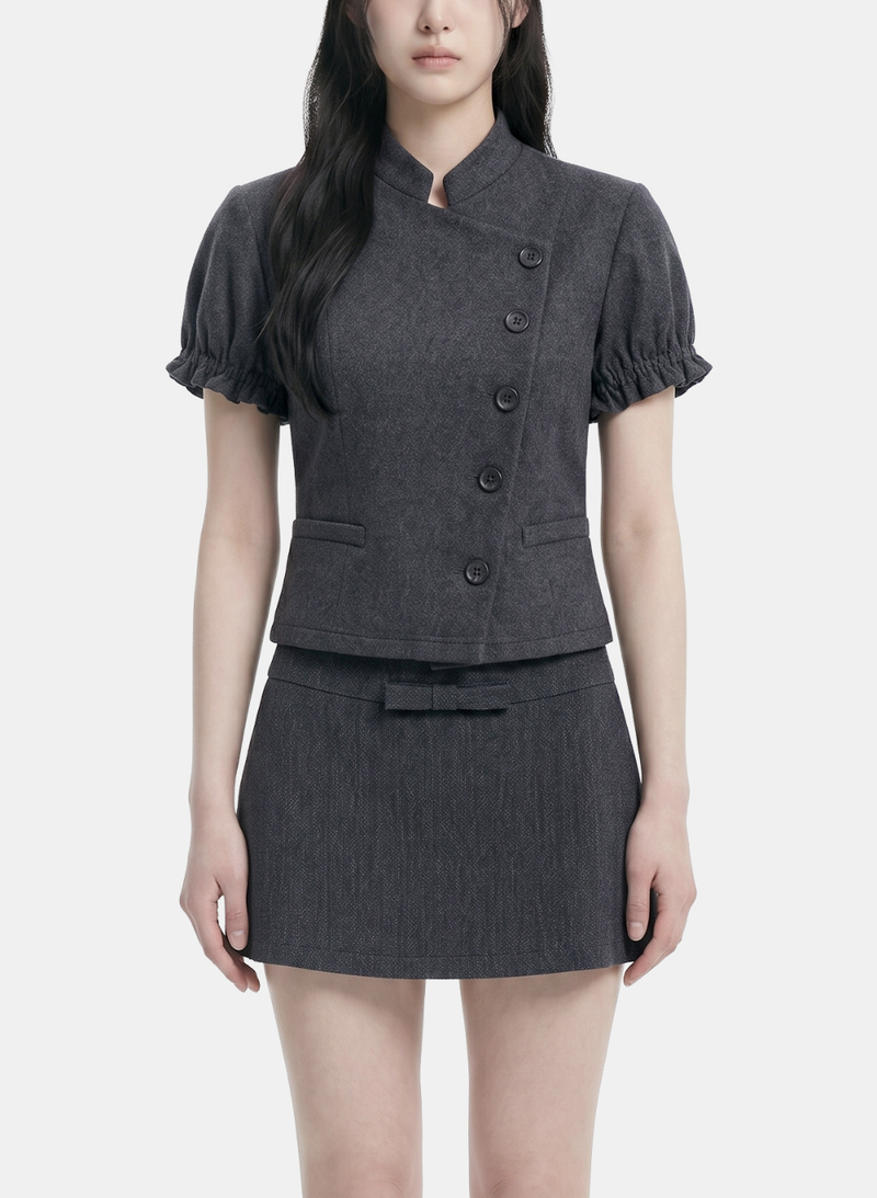 Cell Button Jacket and Skirt Set