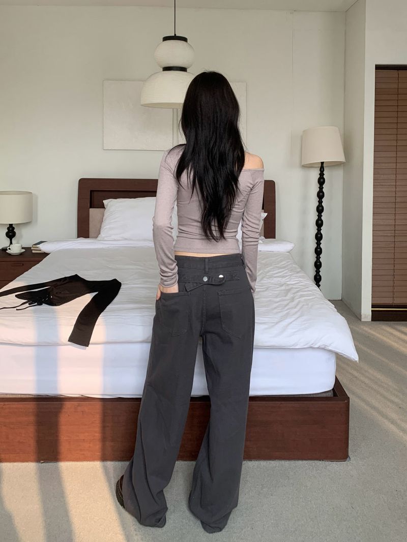 Back Point Bizzo Wide Long Denim Pants