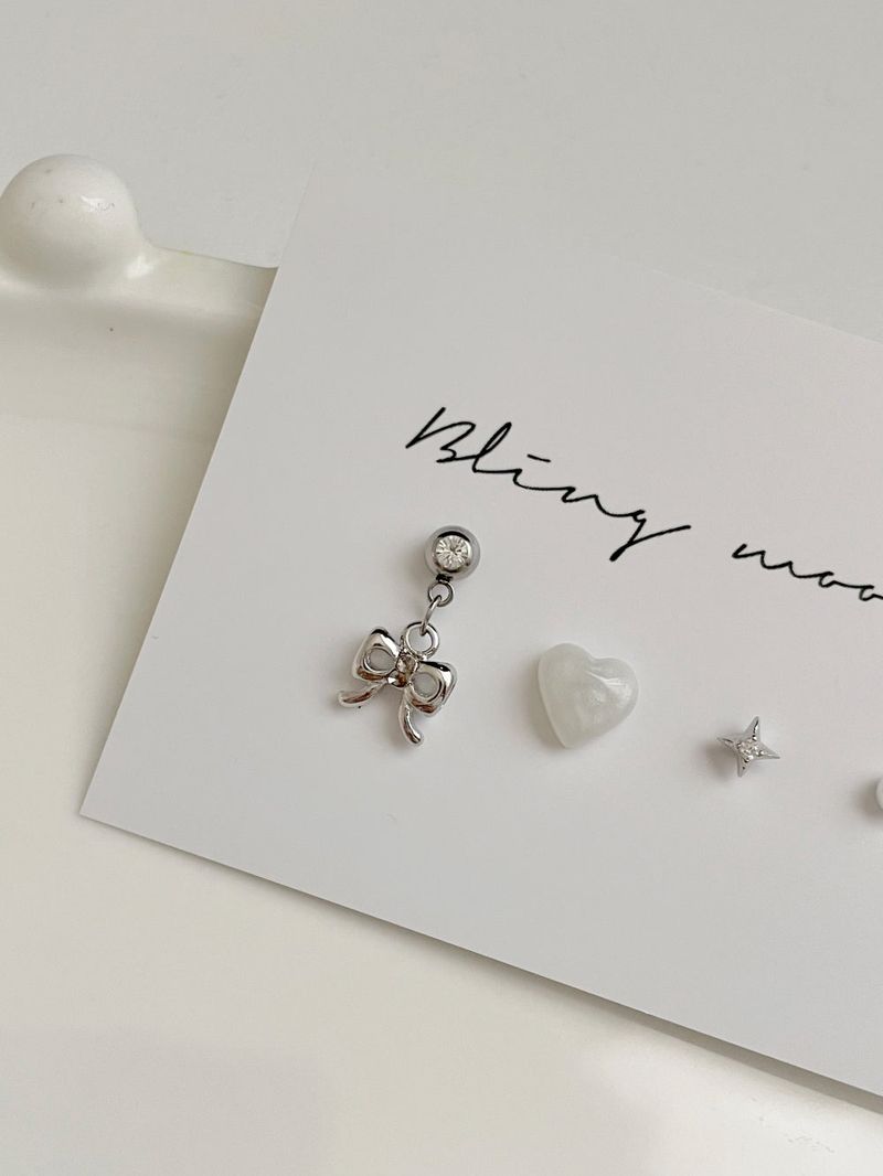 [4 set] ballet ribbon pearl piercing set