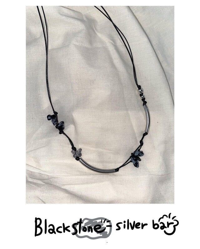 PINCUNOMARU(ピンクノマル)の「Black stone - Silver bar(Accessories)」