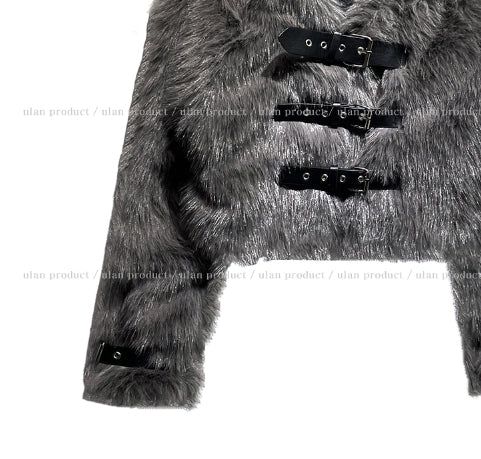 Mori three buckle cropped fur jacket