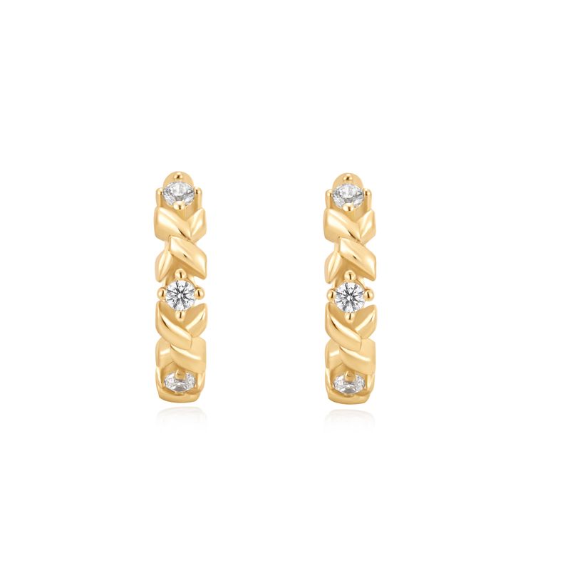 Gold Sparkle Cross 925 Silver Ring Earring E061-07G