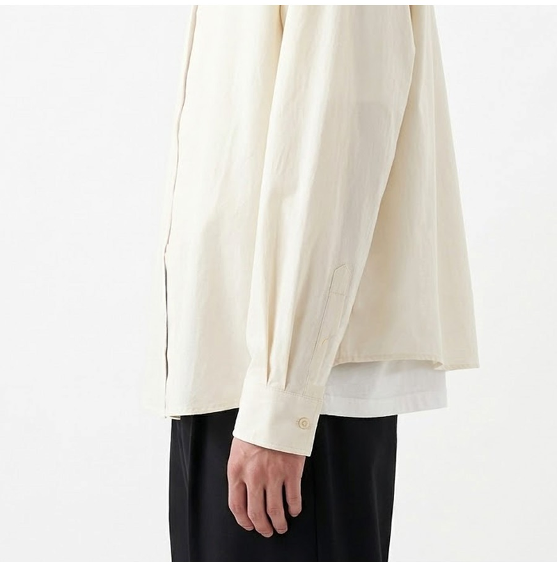 Overfit Stretch Crop Shirt Ivory