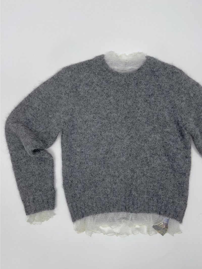 Frilled See-Through Layered Knit