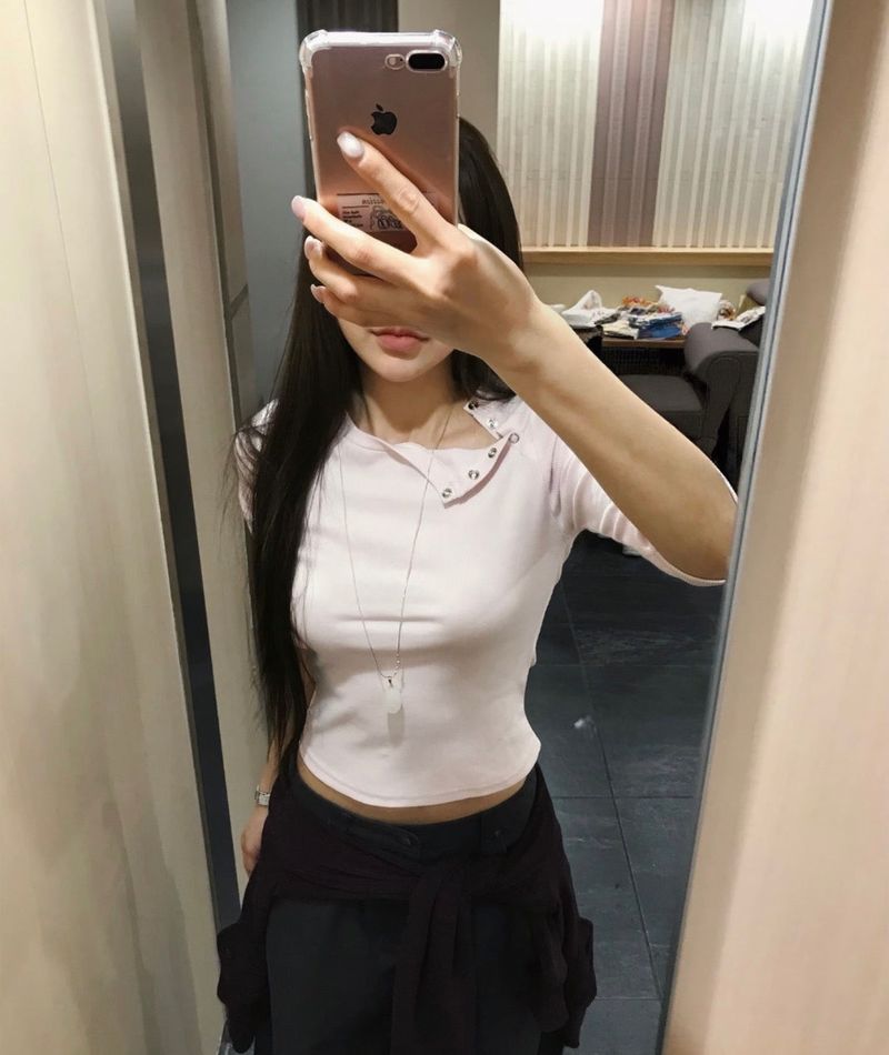 hab 4 button slim ribbed top
