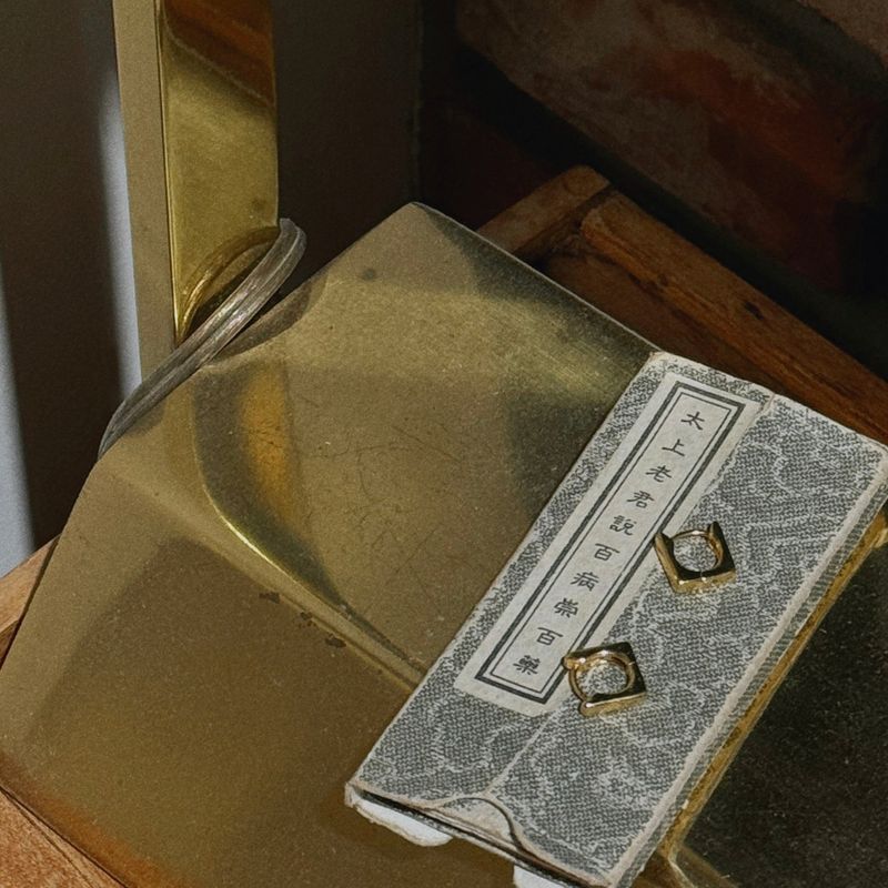 Basic square ring earring(Gold)