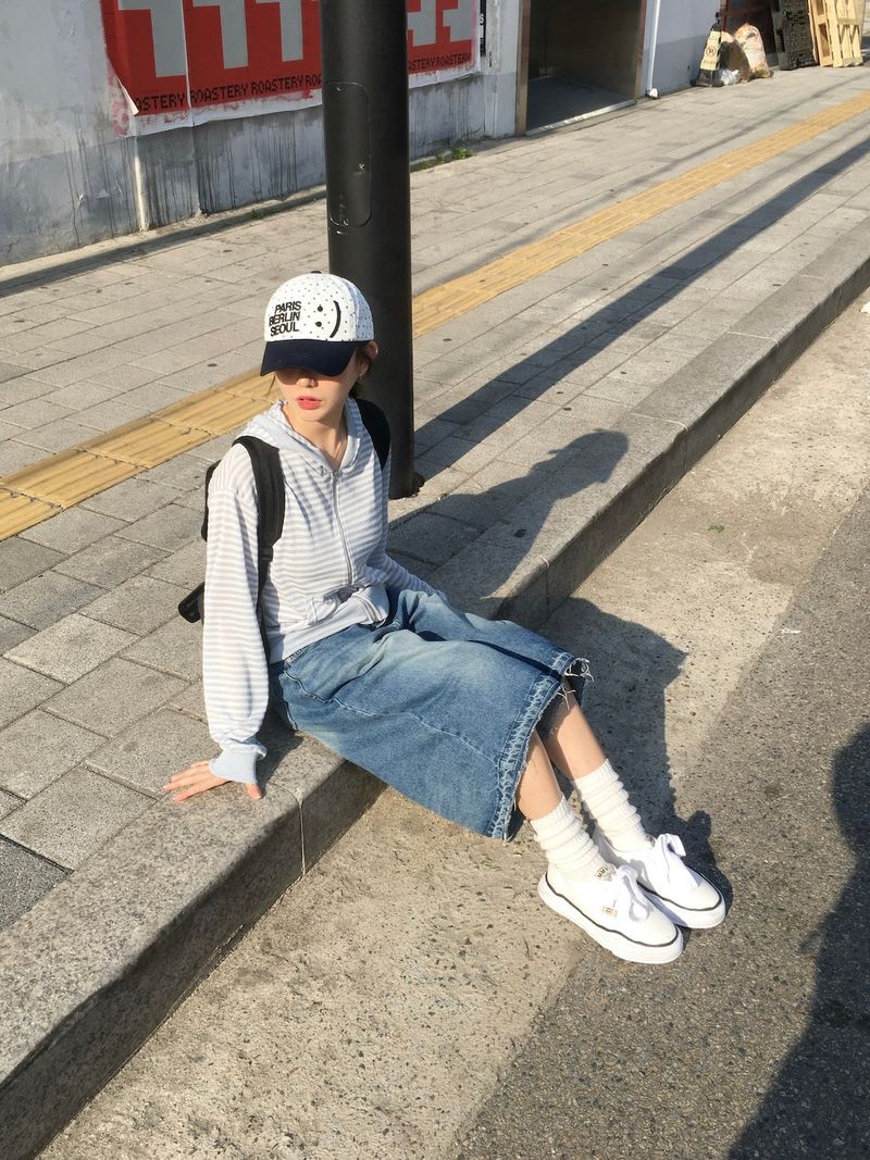 Stripe Summer Boucle Hood Zip-Up (3c)  