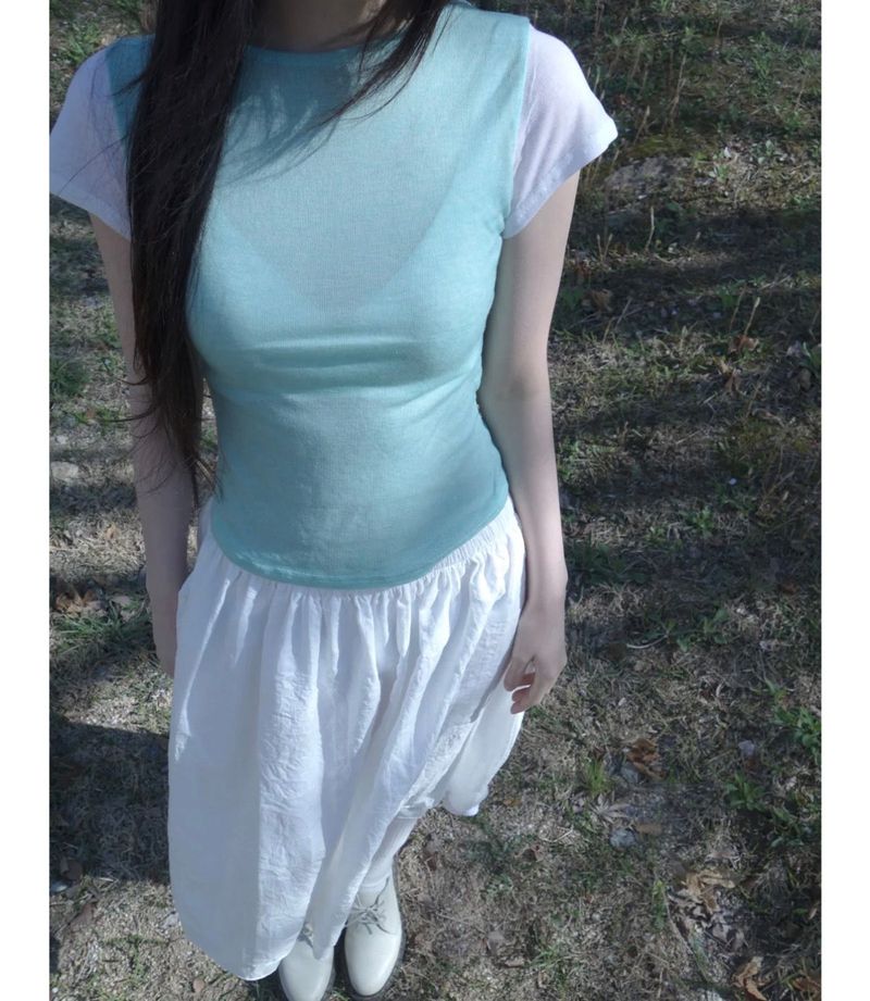 check sleeve skirt