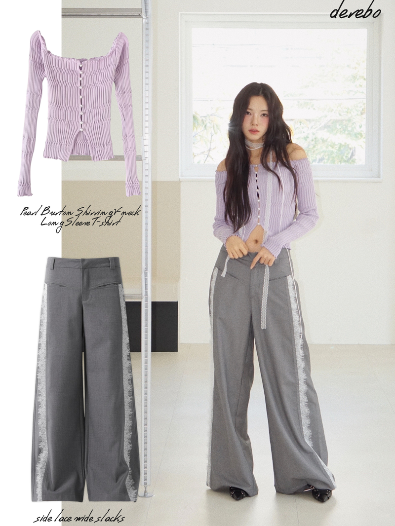 side lace wide slacks