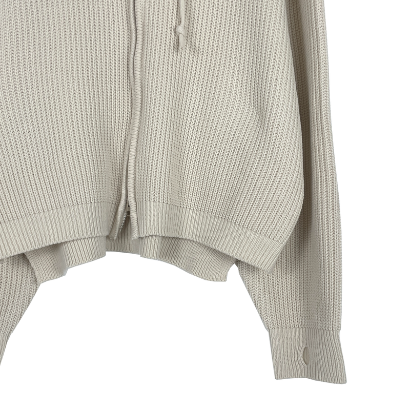 Warm hooded knit zip-up