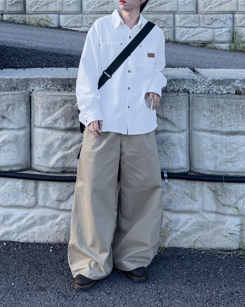 Drain Patch Work Shirt Jacket