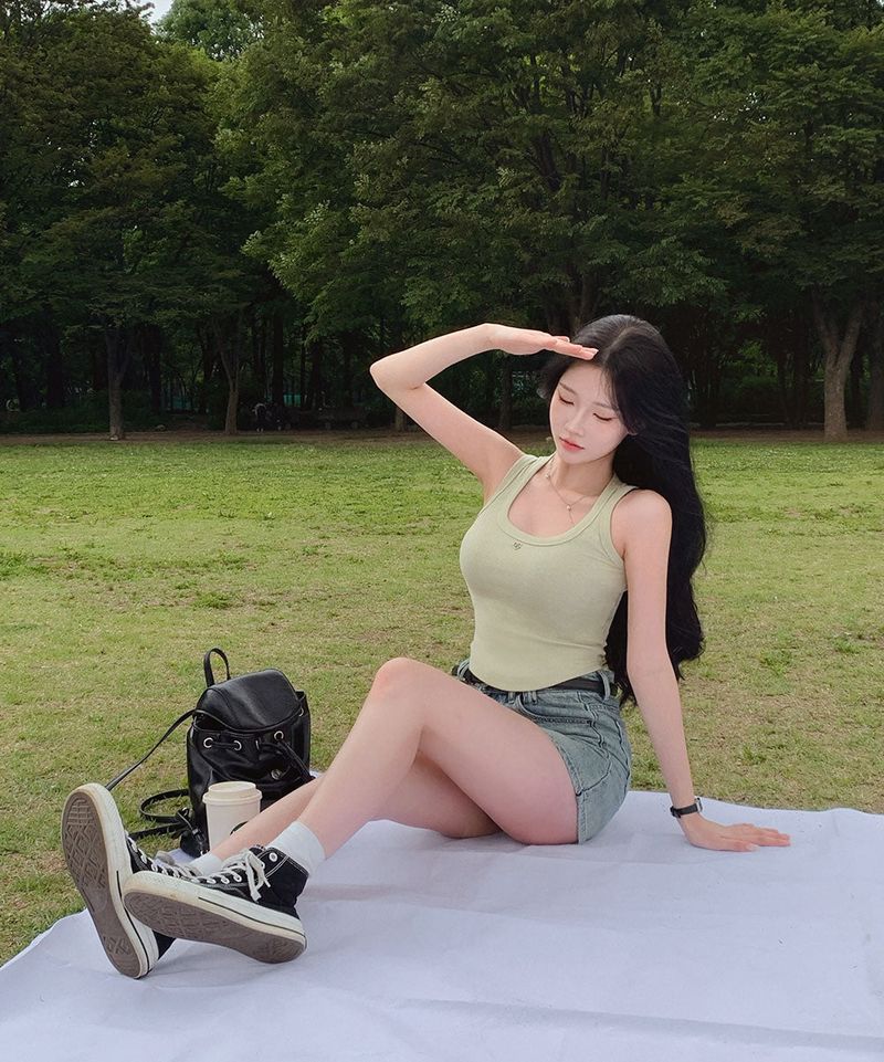[BELLIDE MADE] HEART PENDANT RIB CAMISOLE