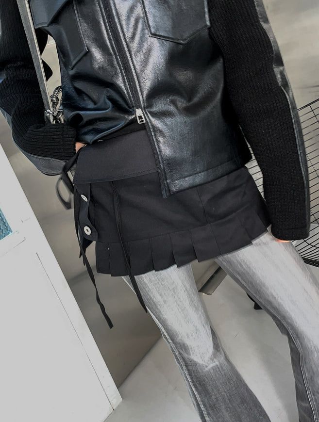 ULAN(ユレン)の「Molder strap layered pleated skirt(Skirts)」