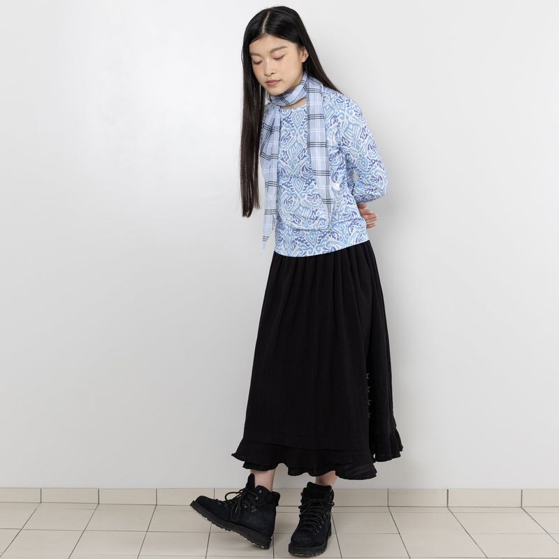 TTTTwister Ruffle Long Skirt - Black