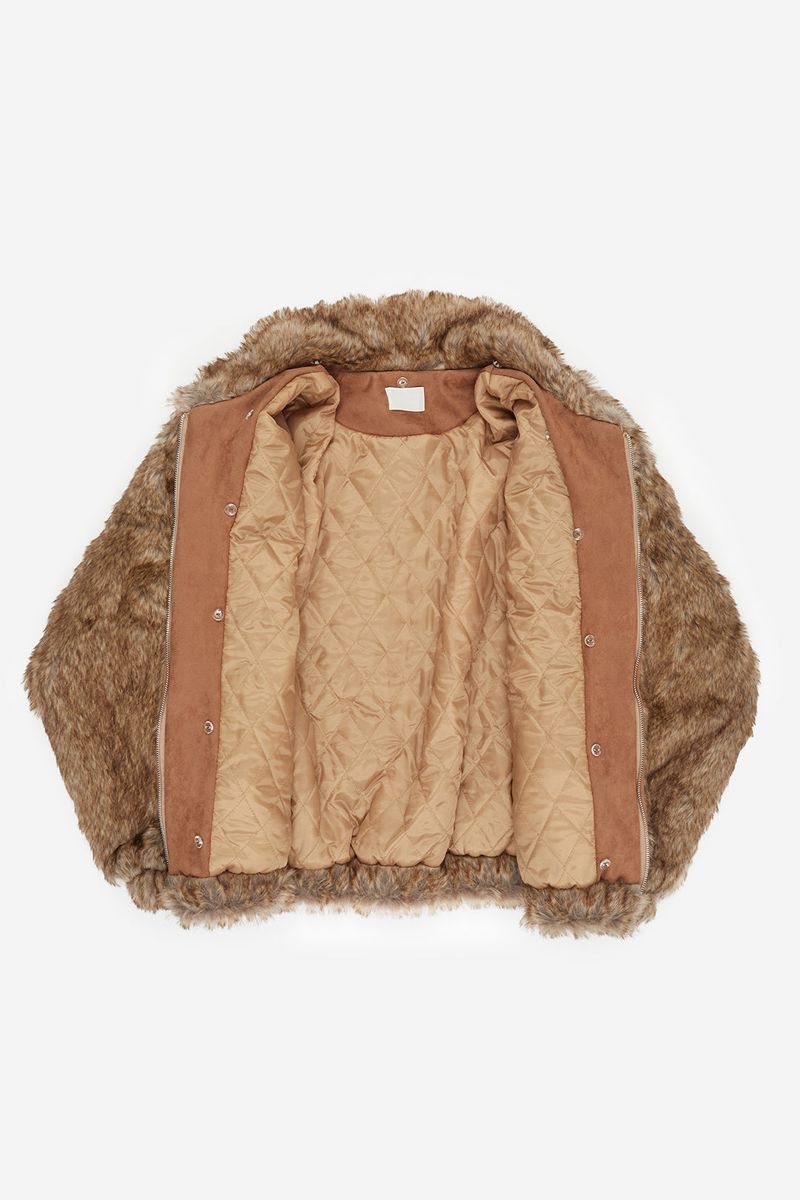 Luna detachable hood loose fur jacket