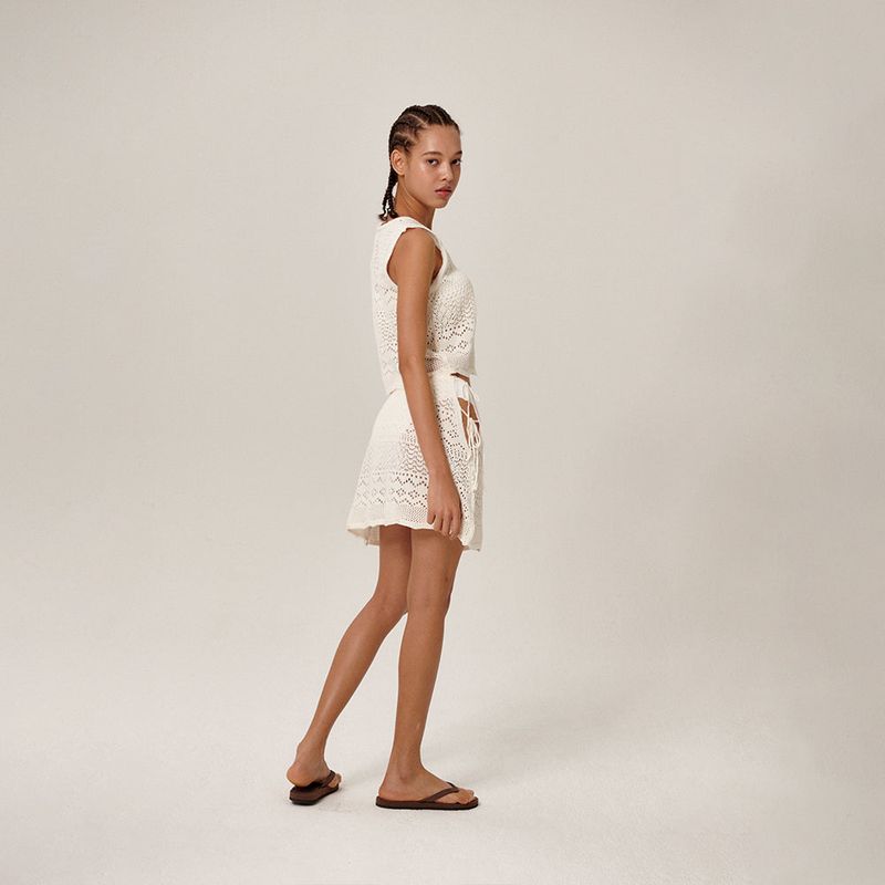 Tiki Knitted Sleeveless White
