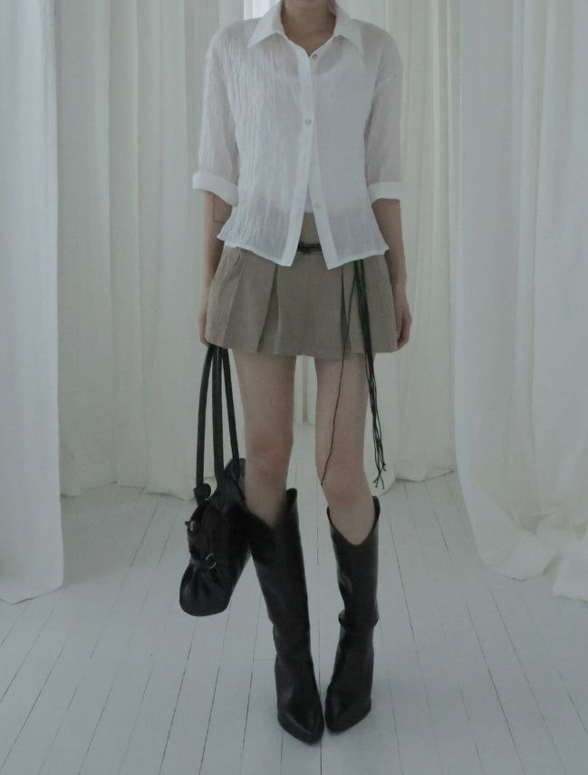 Bowty Pleated Button Skirt Pants