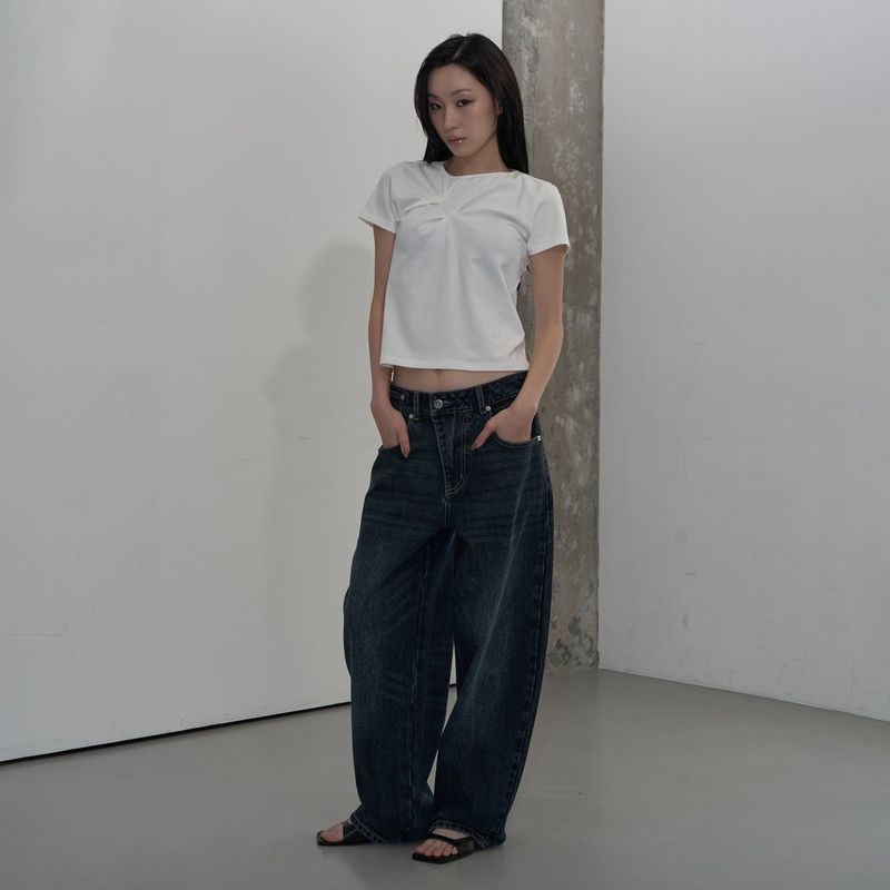 スラッシュピンタックTシャツ (WHITE)