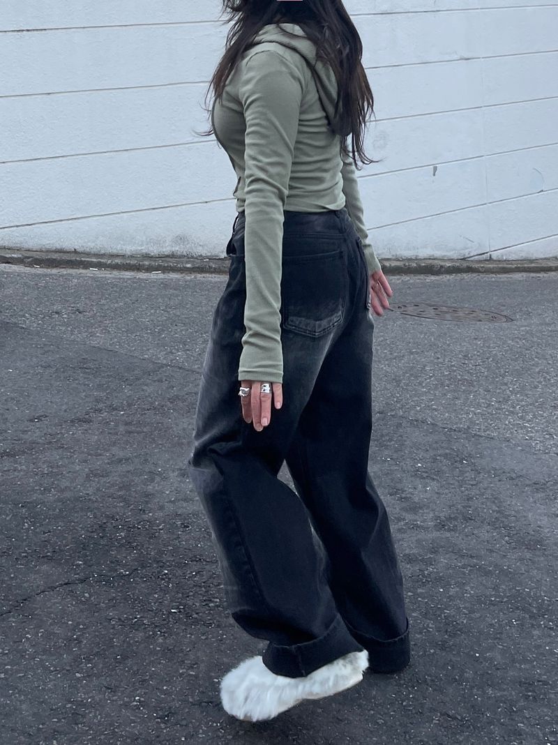 Button Slit Slim Hoodie