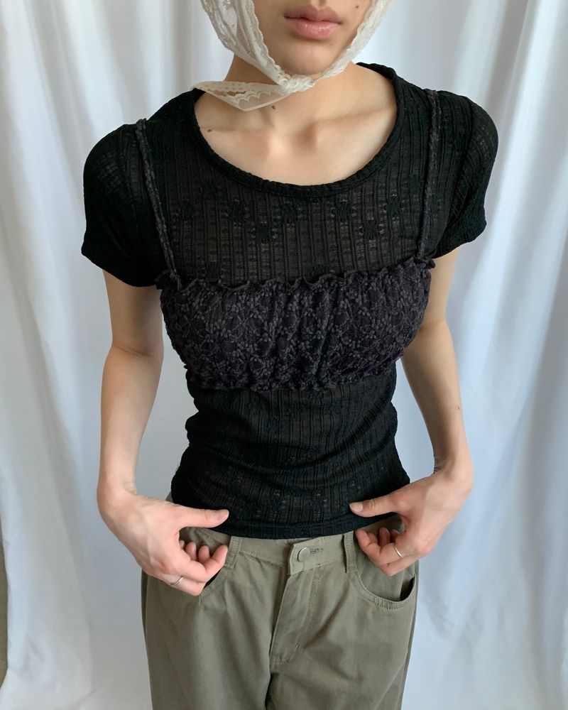 LACE SPAN T-SHIRT [Black]