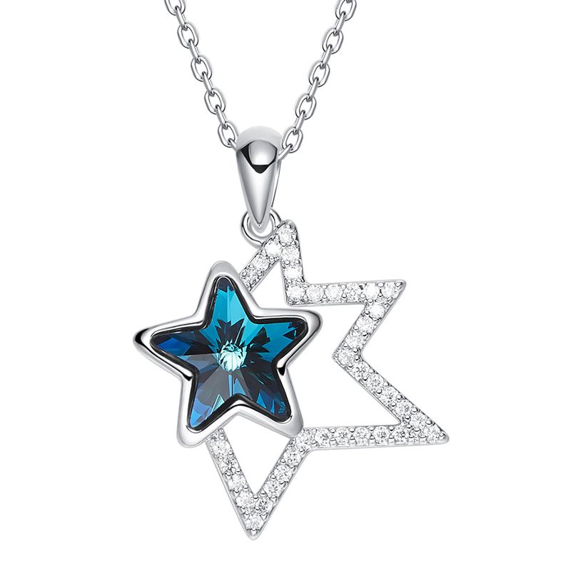 Blue Star Crystal Cubic Necklace