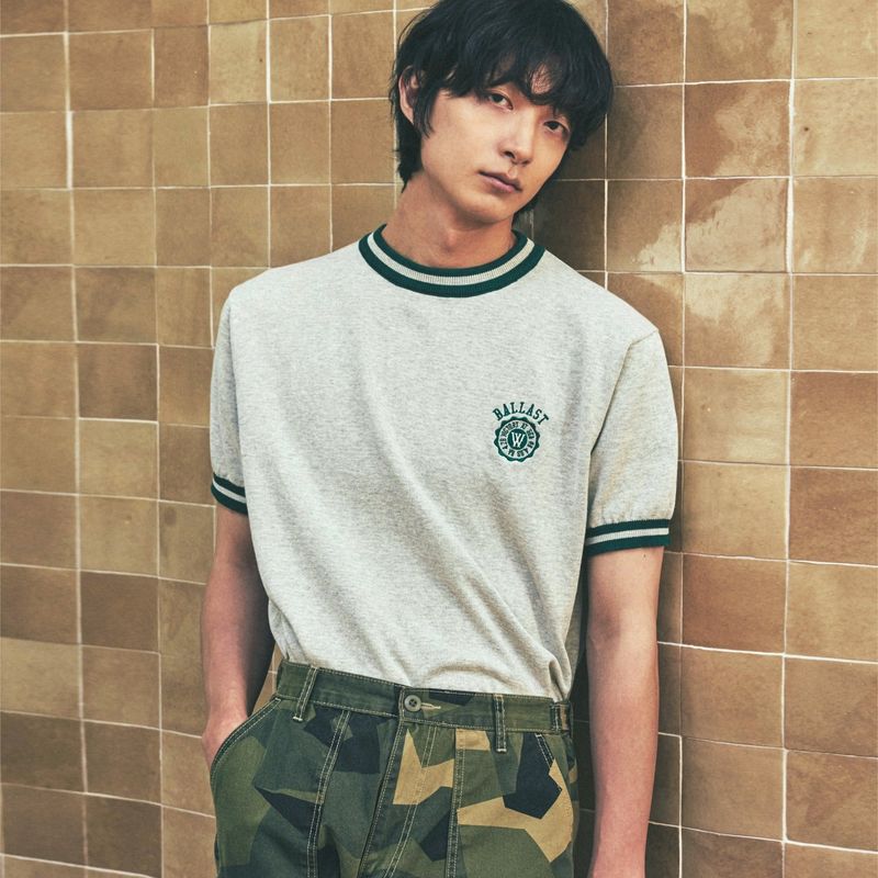 KND(ケイエンド)の「ballast athletic ringer knit sweat melange gray(Tops)」