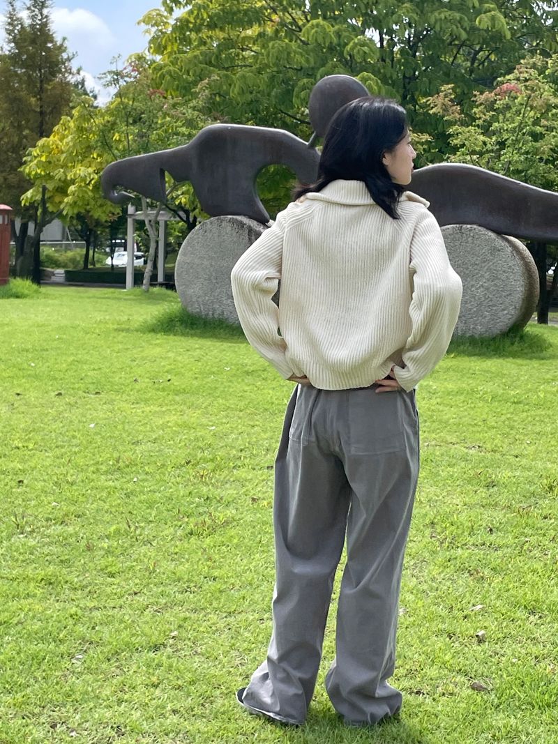 Side belted two tuck corduroy pants 