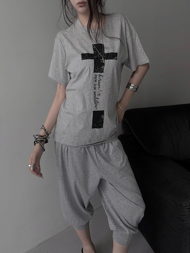 cross lettering crack T (3color)