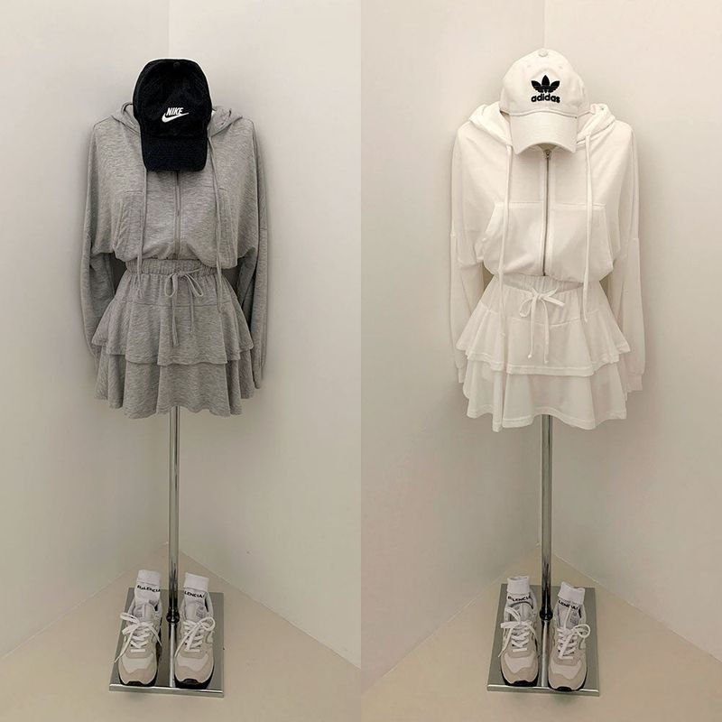 [Bellide made] skirt + hooded zip-up set