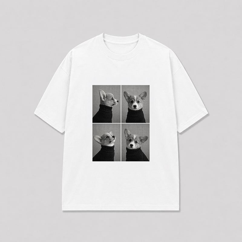 ASCLO（エジュクロ）の「[A-T0201] コーギーモノクロフォト半袖T（Tops）」