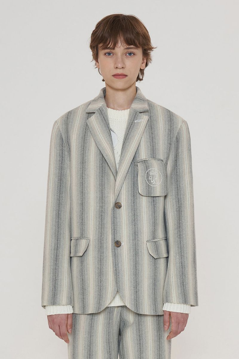 POCKET STRIPE BLAZER JACKET