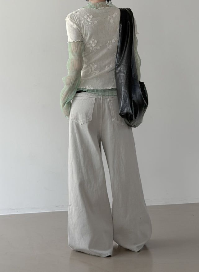 Modic Cut-out Wide Flow Cotton Pants
