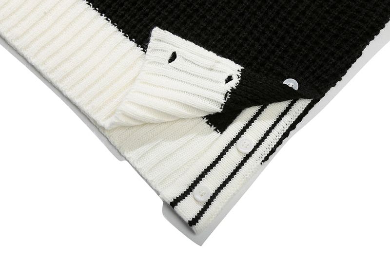 WAFFLE KNIT VEST_BLACK