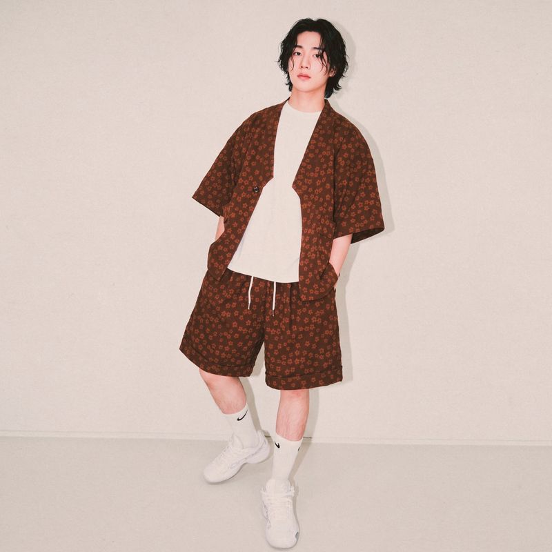 flower robe cardigan_brown