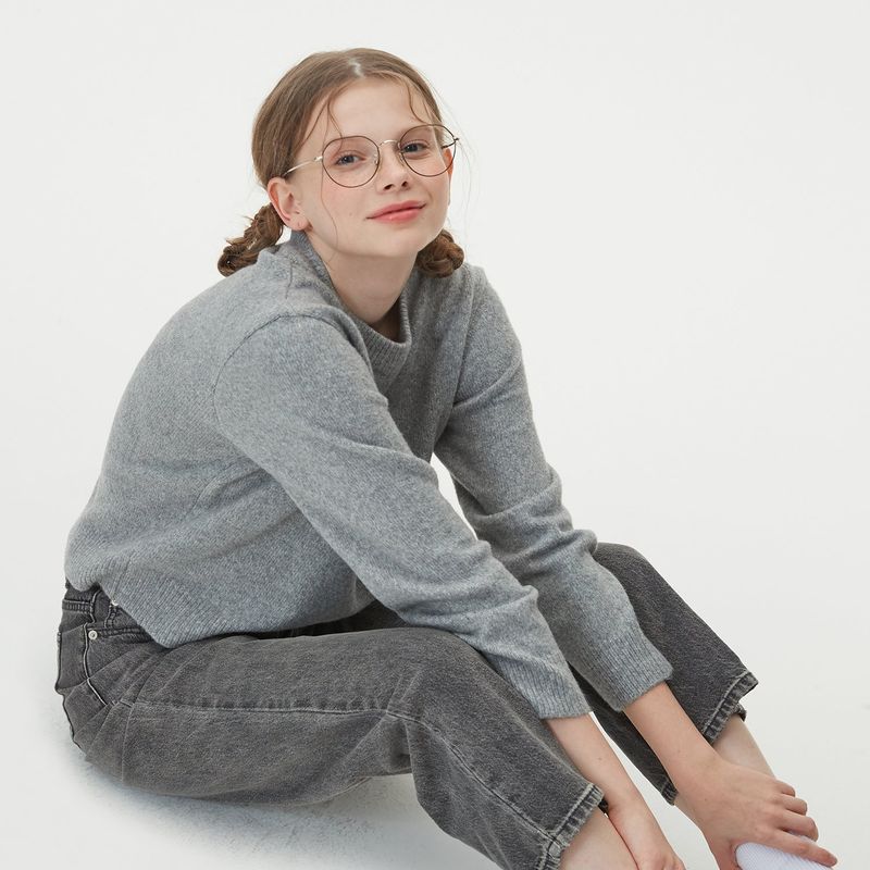ROUND NECK WOOL KNIT_GRAY