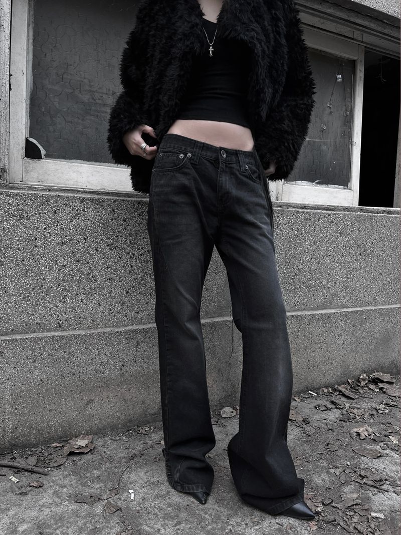 dark semi low-rise bootcut denim