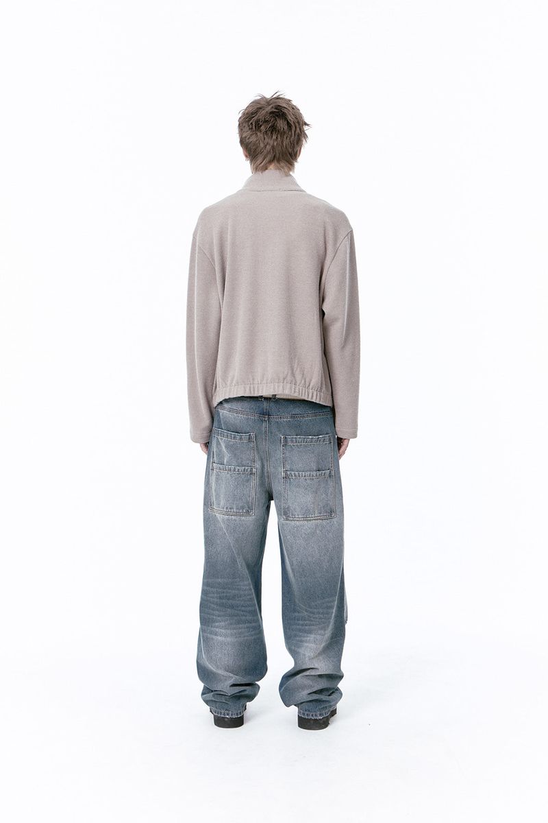 (BASE) MONO KNIT ZIP UP (BEIGE)