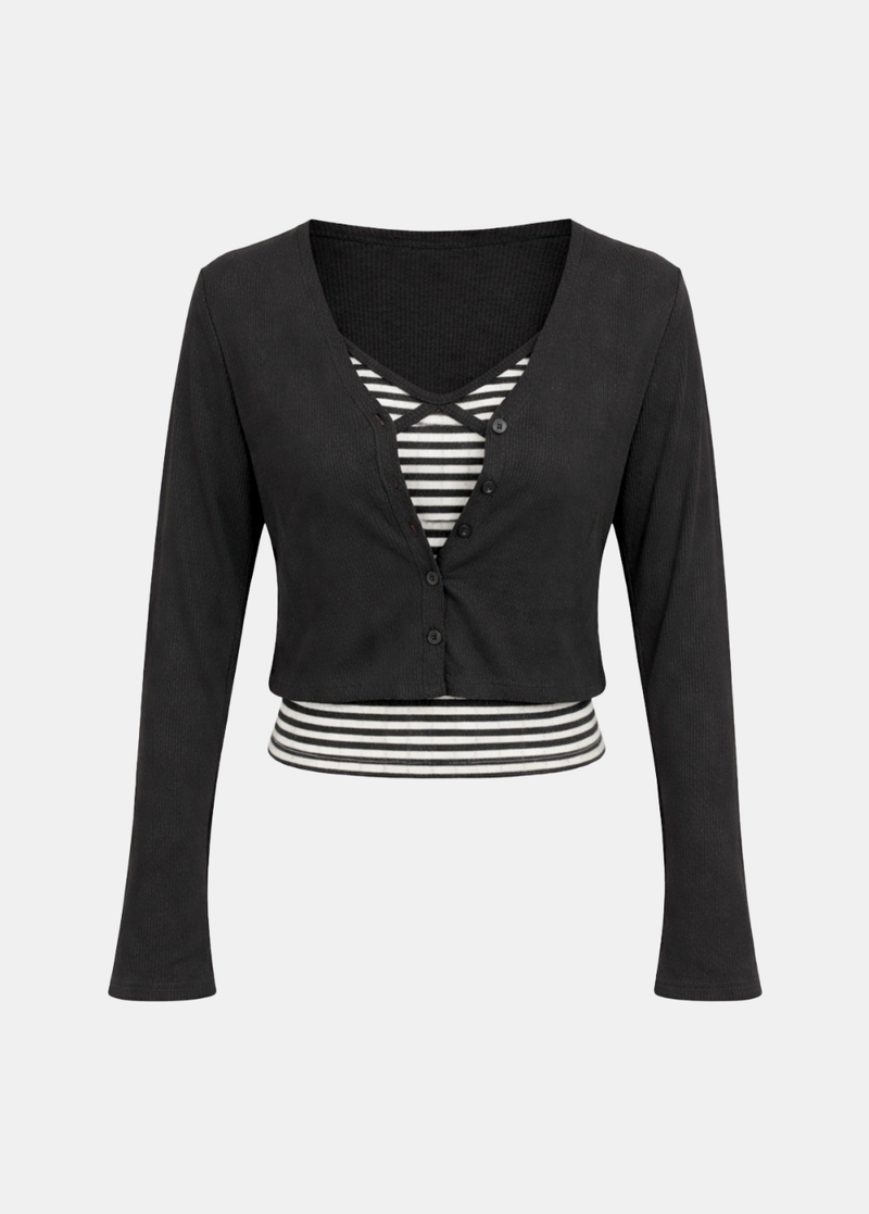 Merry Stripe Sleeveless Top & Cardigan Set