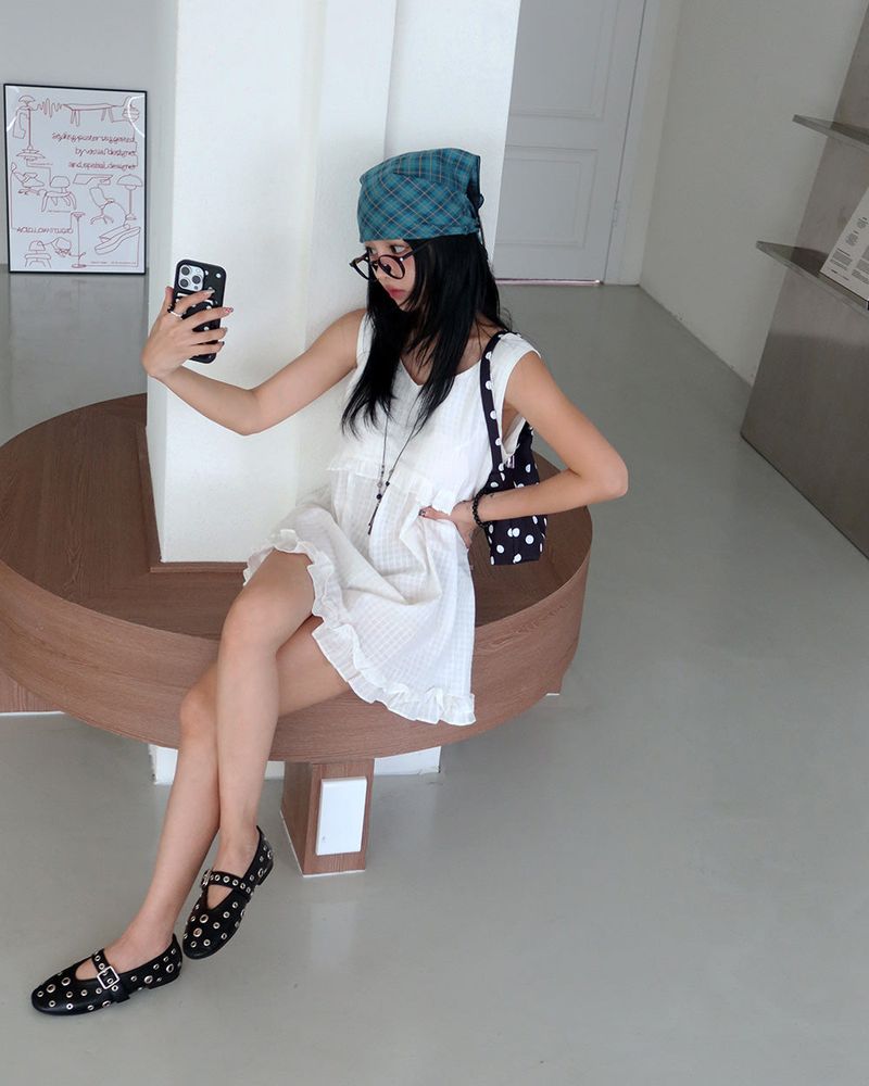 square frill mini-dress