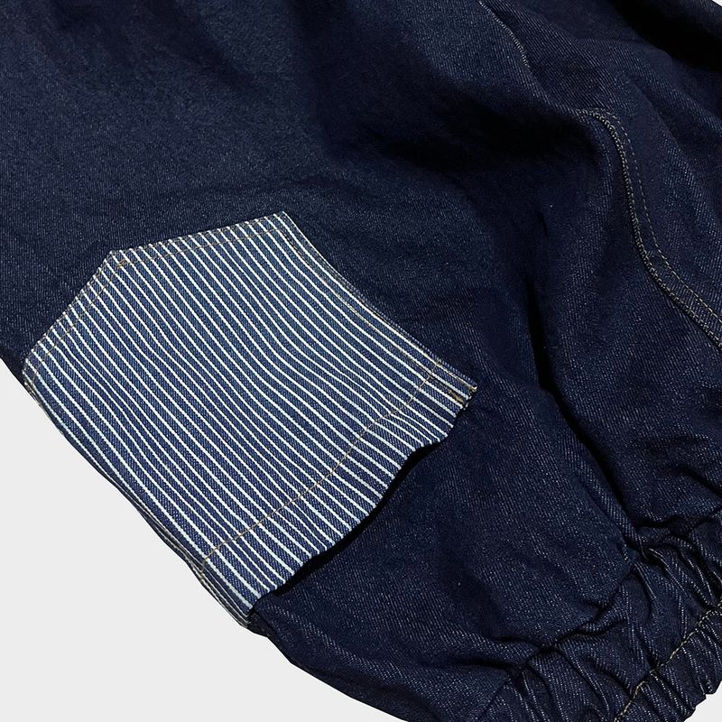 stripe patch denim pants_blue