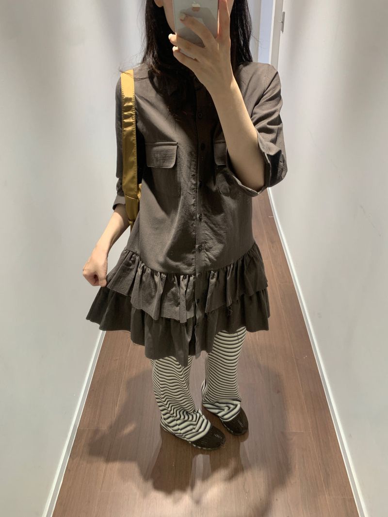 Lamb Buck Shirt Frill Dress (2color)
