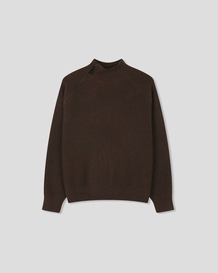 (UNISEX) Shoulder Half Zip-Up Raglan Knit